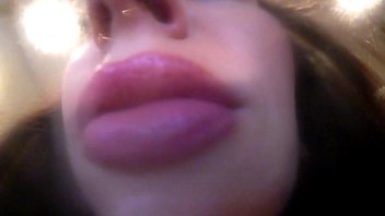 Sultry Brunette Kissing Lips